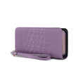 Load image into Gallery viewer, (lavender)Eve Vegan Leather Crocodile Embossed Wristlet by Mia K - BagNook