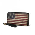 Load image into Gallery viewer, (black)Uriel Vegan Leather Women FLAG Wristlet by Mia K - BagNook