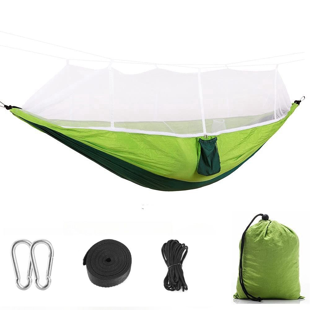 (doublegreen)Camping Hammock with Mosquito Net, 2 person - BagNook