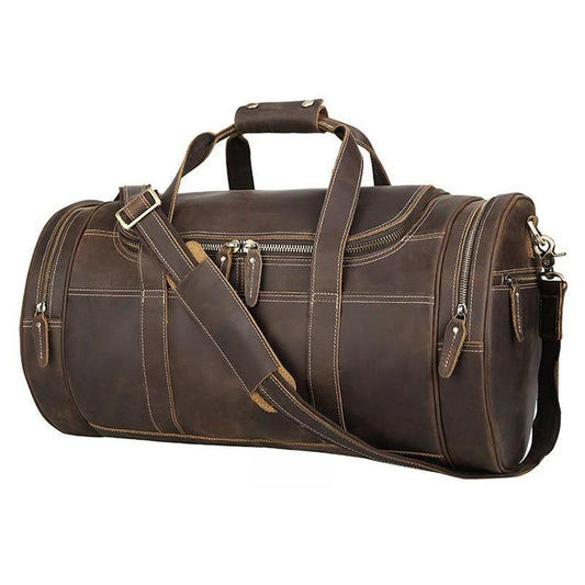 The Wainwright Weekender | Round Vintage Leather Weekender - BagNook