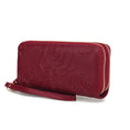 Load image into Gallery viewer, (burgundy)Ellie Vegan Leather Flower Embossed Wristlet by Mia K - BagNook