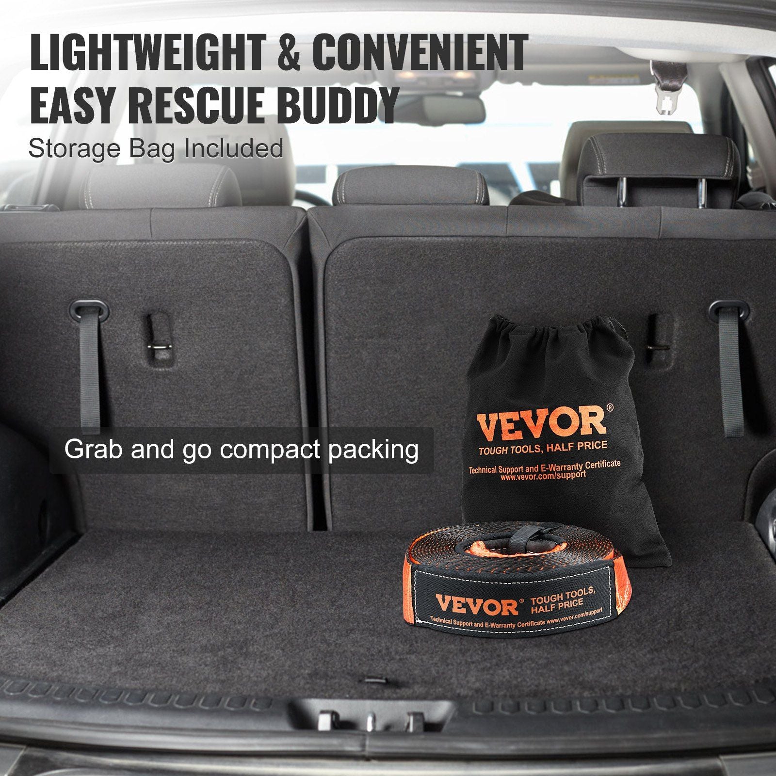 VEVOR Off-Road Winch Recovery Kit, 3" x 30' Heavy Duty 30,000lbs Tow Strap - BagNook