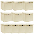 Load image into Gallery viewer, Storage Boxes w/Lid 10pc 12.6"x12.6"x12.6" Fabric - Cream - BagNook