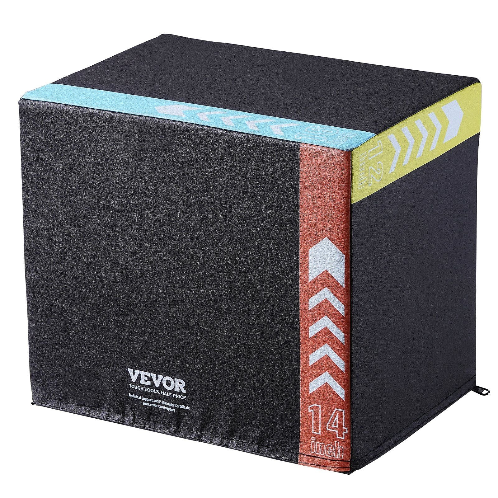 VEVOR 3 in 1 Plyometric Strength Training Jump Box - Recycled Cotton, 16/14/12", Black - BagNook