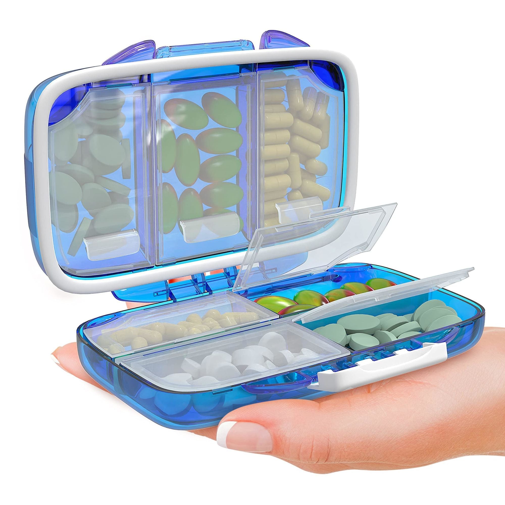 Travel Pill Organizer - 7 Compartments - Blue - BagNook