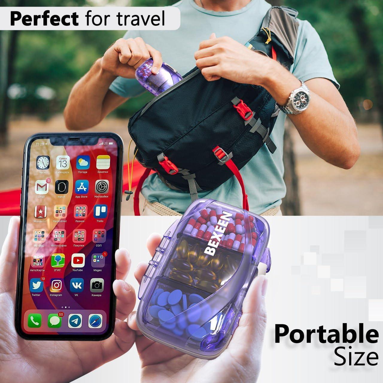 Travel Pill Organizer - 7 Compartments - Purple - BagNook