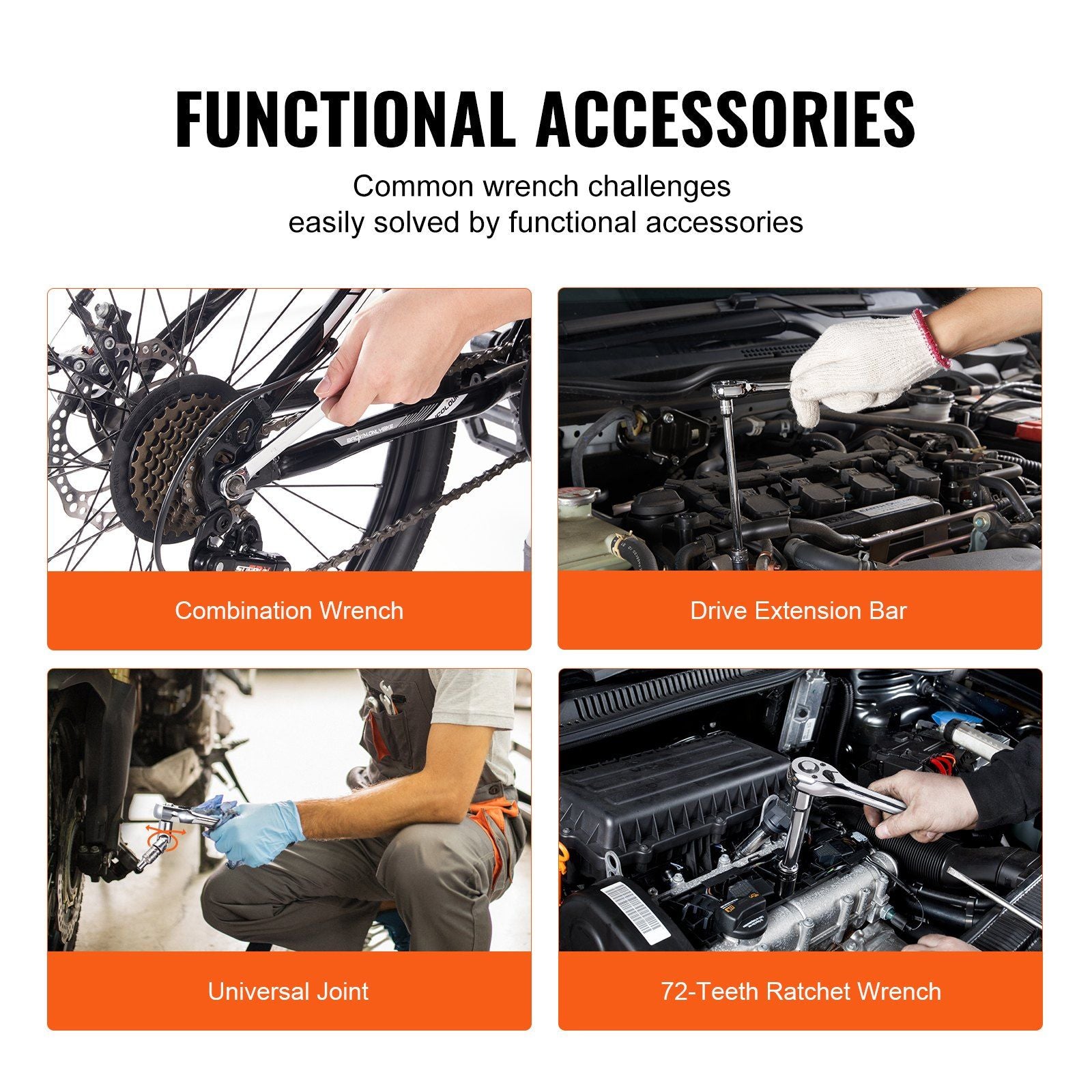 VEVOR Mechanics Tool/Socket Set, 1/4" 3/8" 1/2" 450pc SAE and Metric - BagNook