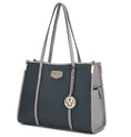 Load image into Gallery viewer, (charcoal-lt grey)Kindred Oversize Tote Vegan Leather by Mia k - BagNook