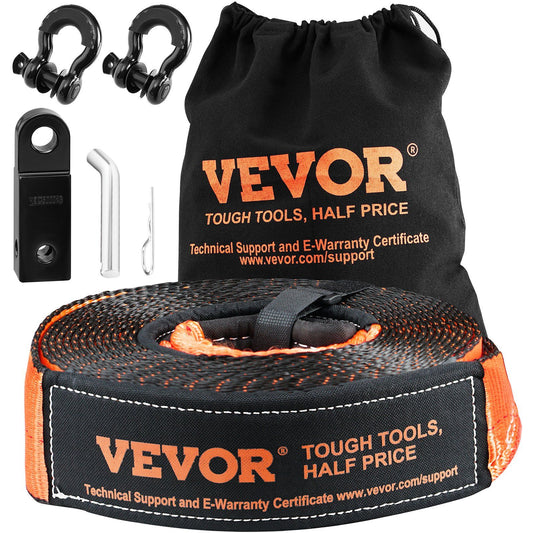 VEVOR Off-Road Winch Recovery Kit, 3" x 30' Heavy Duty 30,000lbs Tow Strap - BagNook