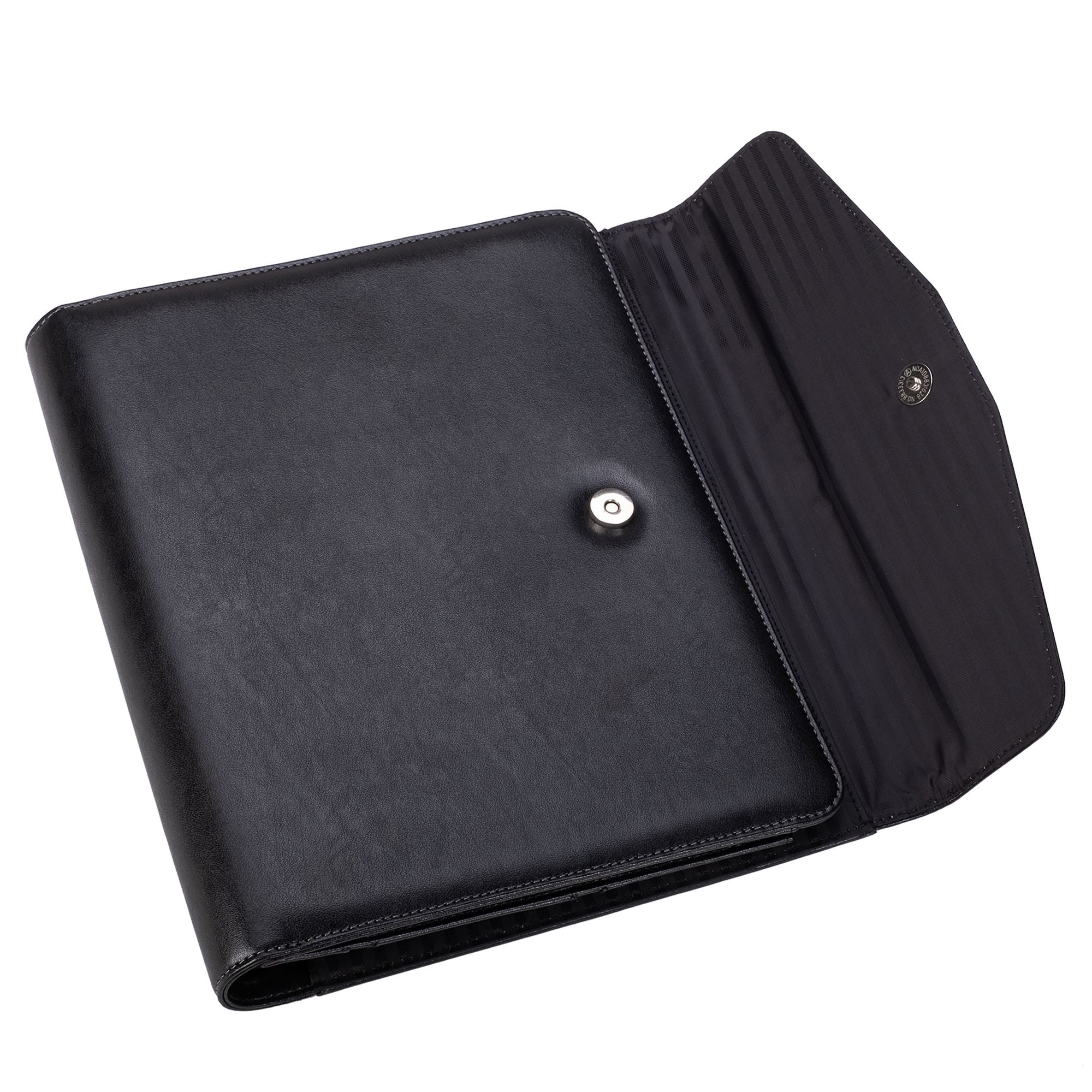 (black)The V.P Pro Faux Leather Tri Fold Padfolio - It fits a tablet! - BagNook