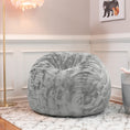 Load image into Gallery viewer, Jaxx Saxx 3 Ft Bean Bag Chair - Faux Fur - Silver - BagNook