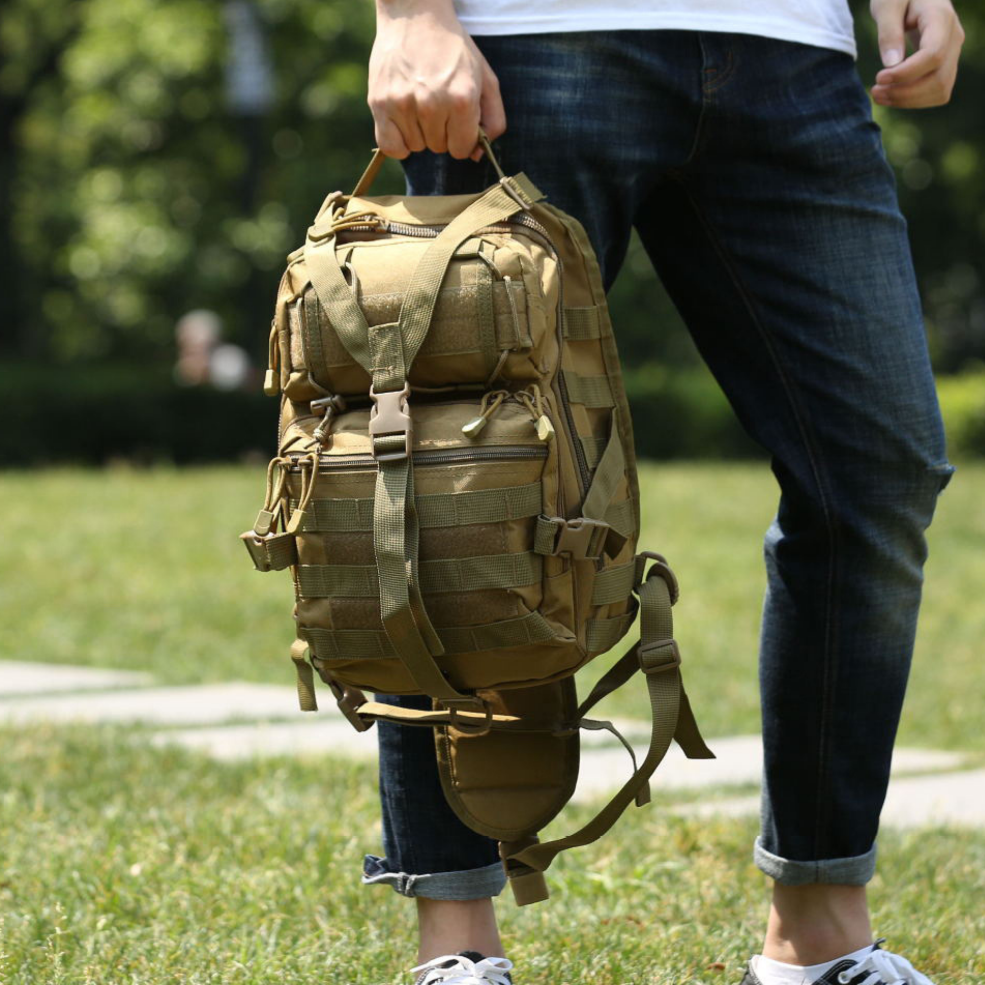 (khaki)15L MOLLE Medium Sling Bag - BagNook