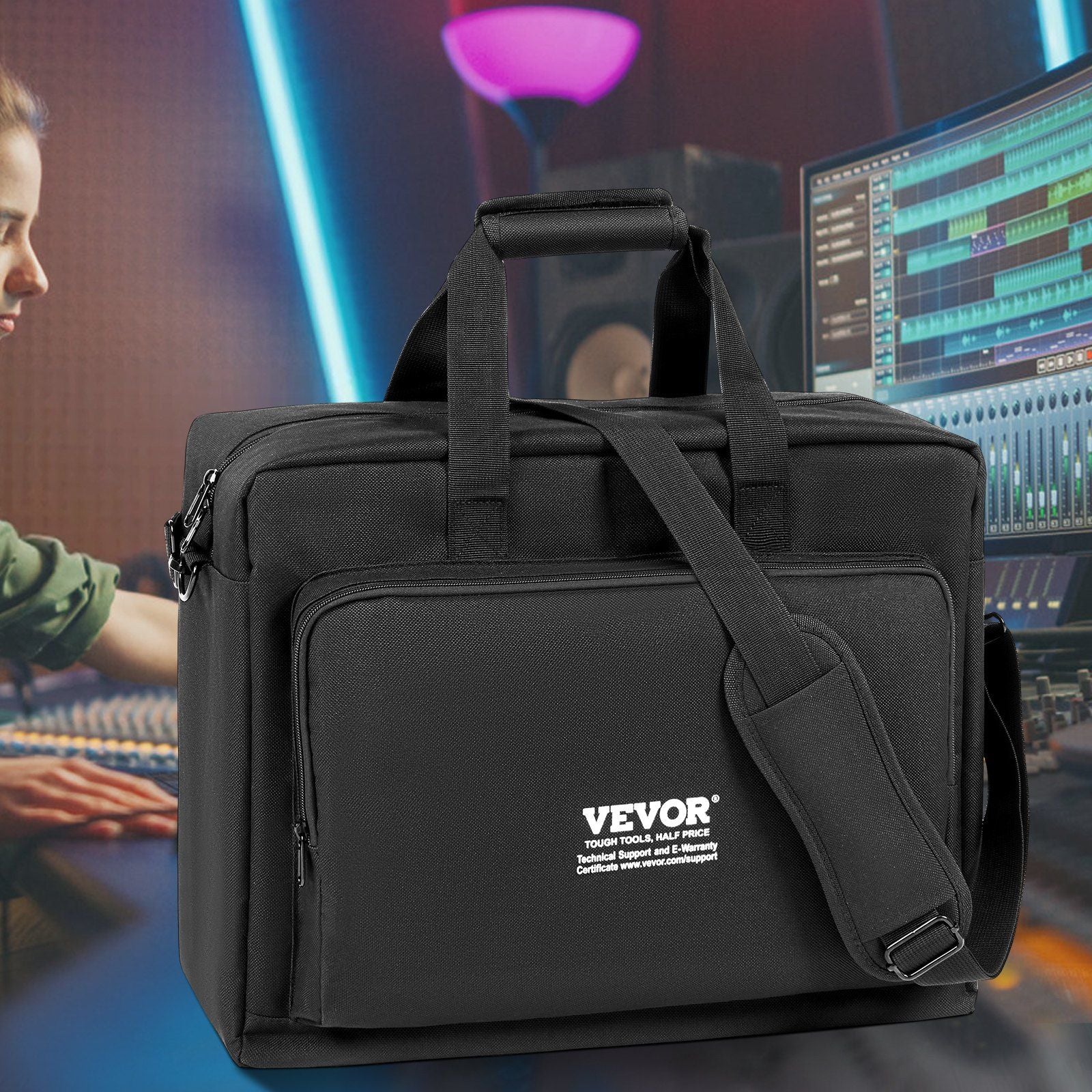 Padded DJ Mixer Controller Bag, w/Shoulder Strap (19.29x8.66x15.34) - BagNook