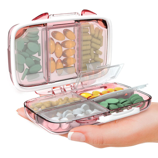 Travel Pill Organizer - 7 Compartments - Rose - BagNook