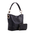 Load image into Gallery viewer, (black)Wandy Soft Vegan Leather Hobo & Wallet Set by Mia K - BagNook