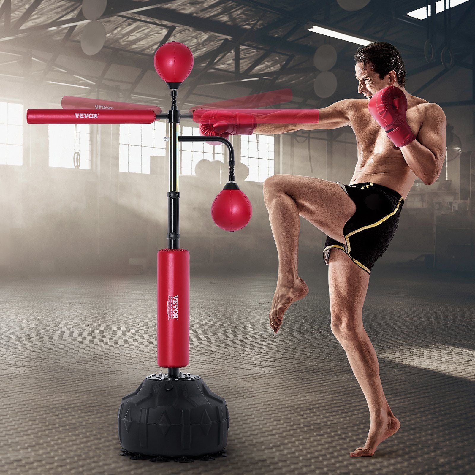 VEVOR Punching Bag with Stand - Height Adjustable, Red - BagNook