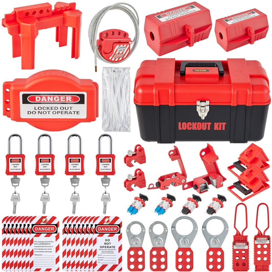 VEVOR 42pc Lockout Tagout Kits, Includes Padlocks, 5 Kinds of Lockouts, Hasps, Tags & Ties - BagNook