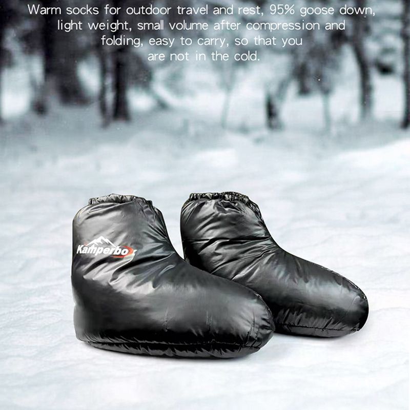 (black)Kamperbox Goose Down Booties/Slippers - BagNook