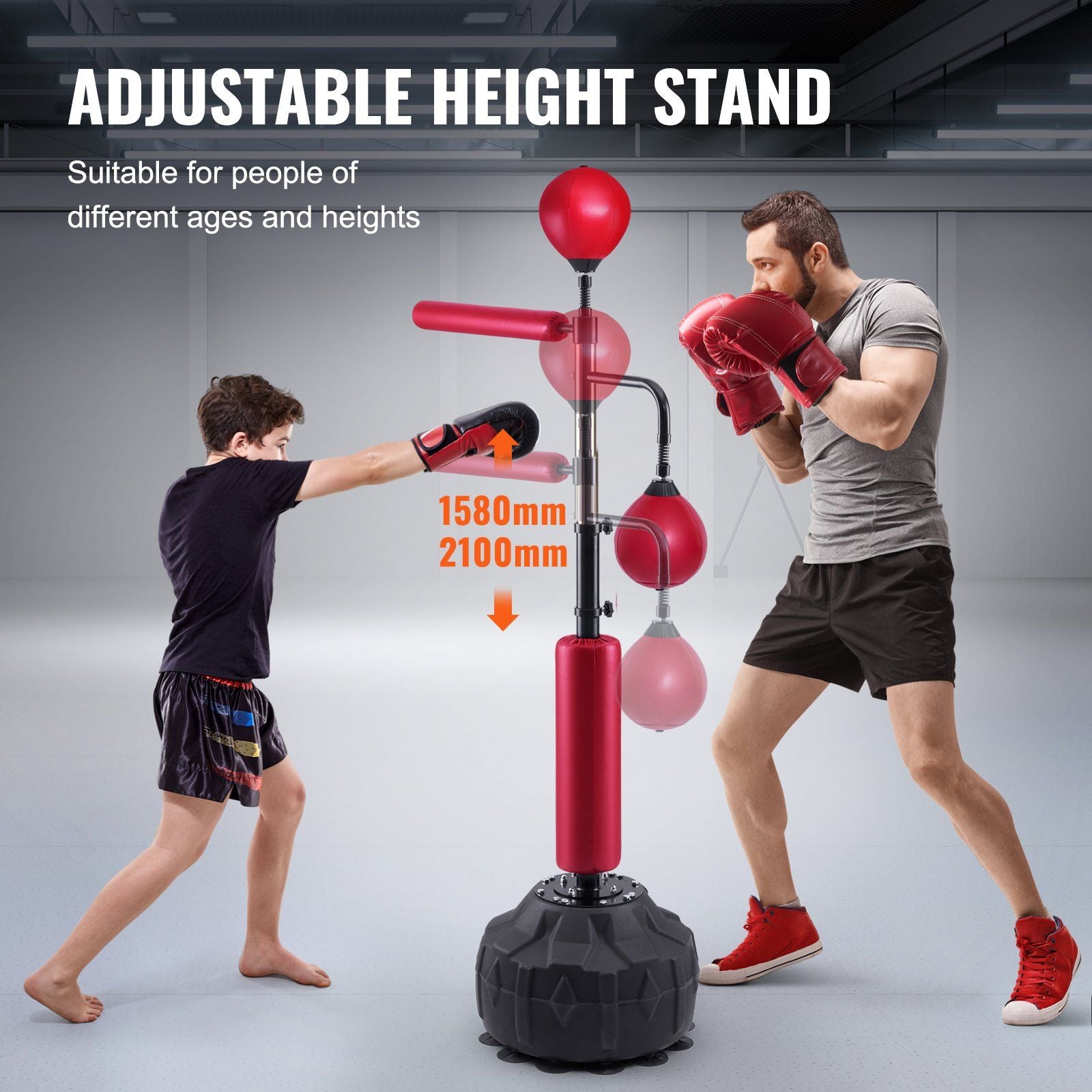 VEVOR Punching Bag with Stand - Height Adjustable, Red - BagNook