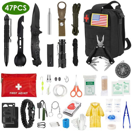 47pc Survival Kit, SOS Emergency Tactical - BagNook
