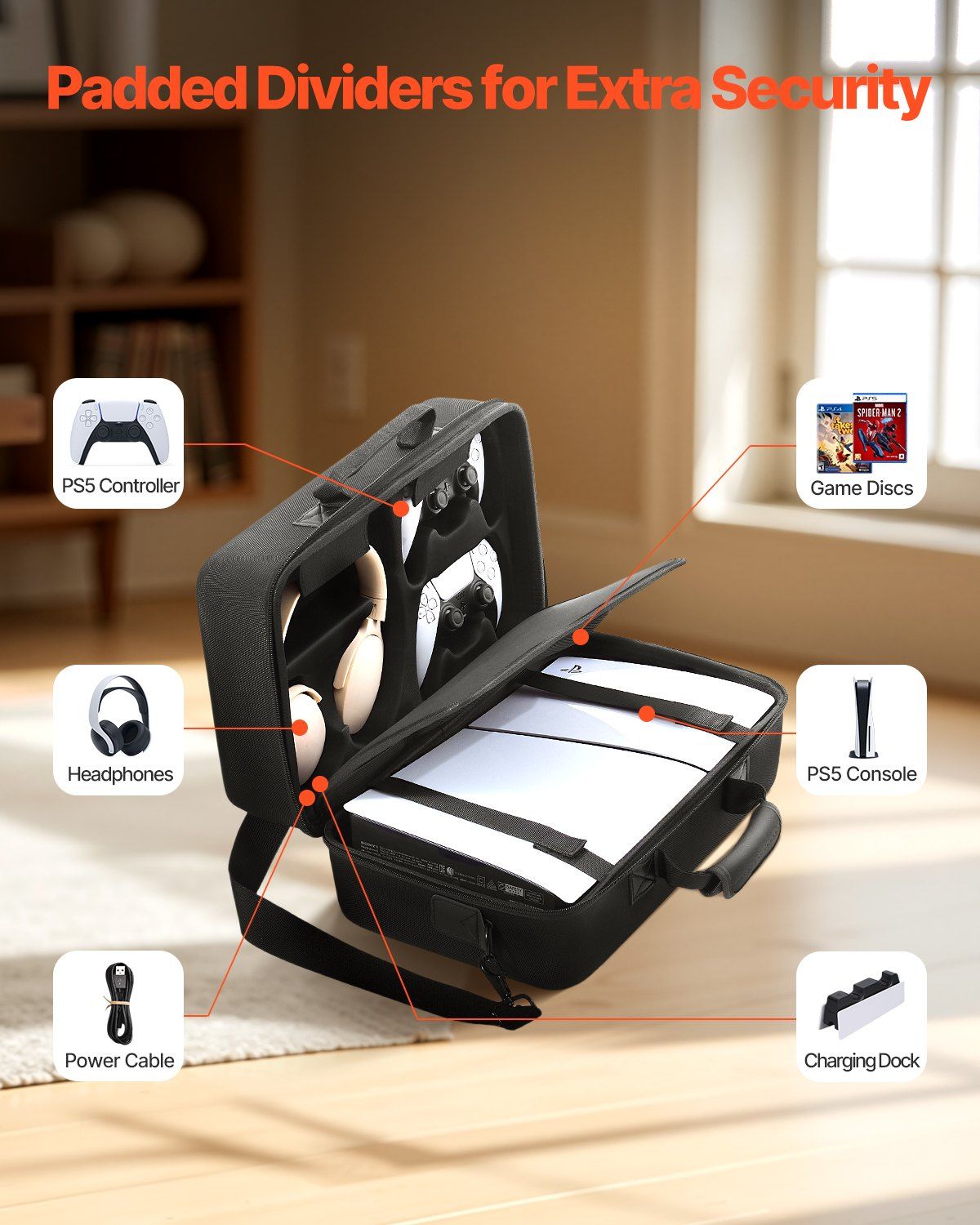 PS5 Carrying Case Travel Bag for PS5 Slim EVA Soft Lining - BagNook