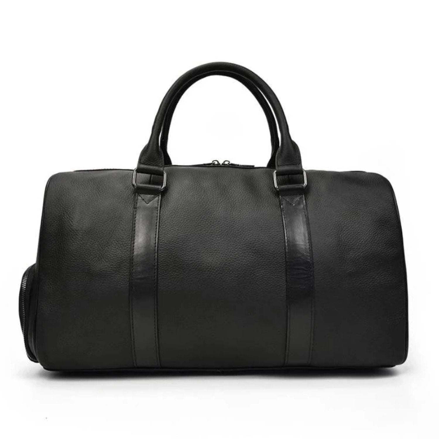 (black)The Endre Weekender | Vintage Leather Duffle Bag - BagNook