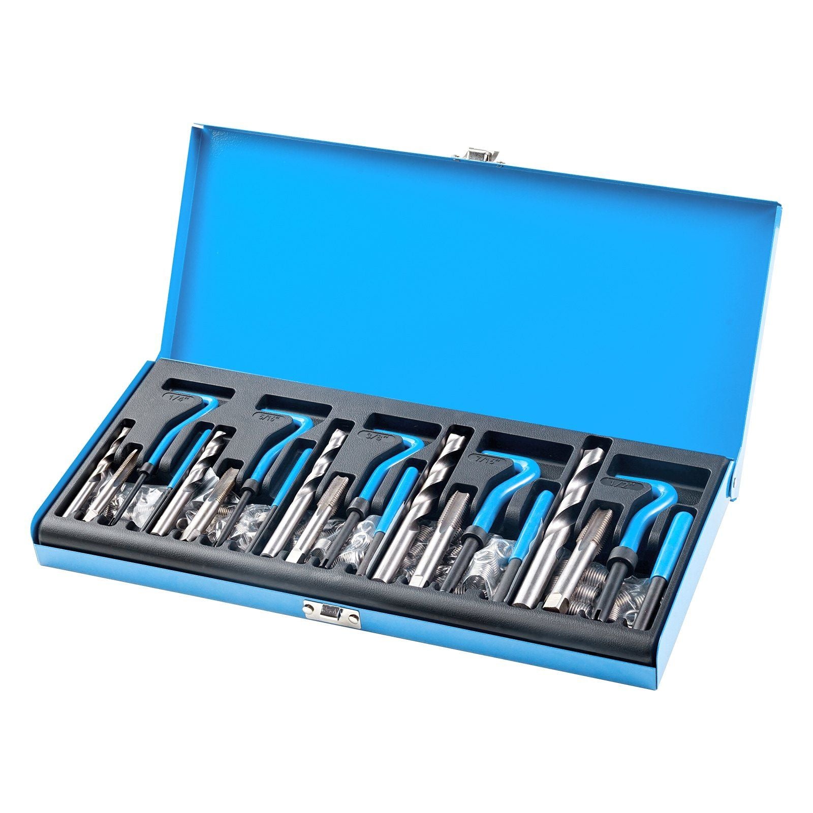VEVOR 131 PCS Helicoil Thread Repair Kit SAE Tool 1/4 5/16 3/8 7/16 1/2 in UNC - BagNook