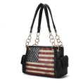Load image into Gallery viewer, (black)Alaina Vegan Leather Women Flag Shoulder Bag by Mia K - BagNook