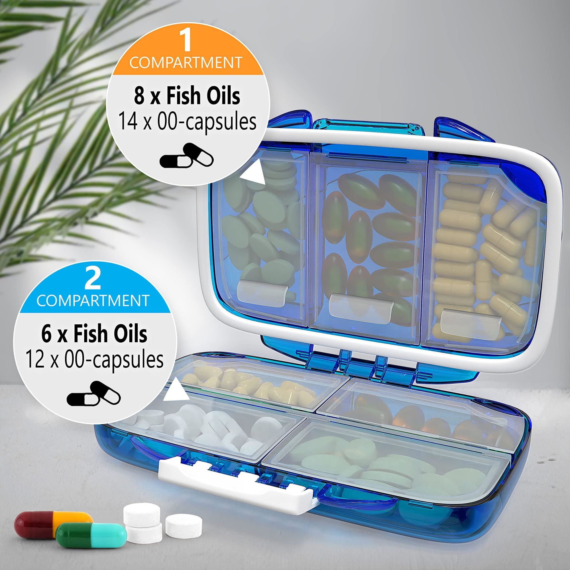 Travel Pill Organizer - 7 Compartments - Blue - BagNook