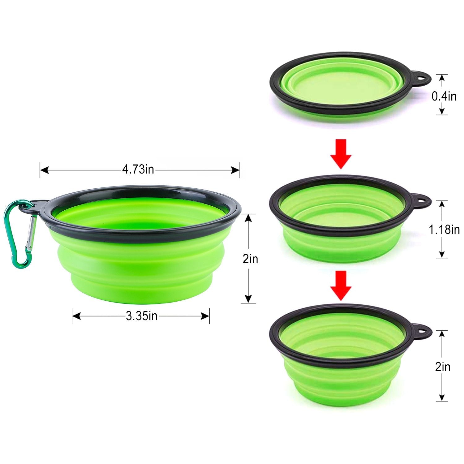 4pc Silicone Collapsible Dog Bowls - BPA Free - BagNook