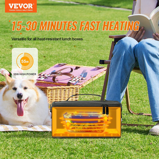 VEVOR Portable Oven, 12V Car Food Warmer, 2QT 55W Portable Mini Personal Microwave, Electric Heated Lunch Box for Camping, Travel, Compatible with Glass, Ceramic, Foil Containers (Black) - BagNook