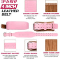 Load image into Gallery viewer, Pink Leather Strength Weightlifting Belt, 4" Wide w/Padded Lumbar Support - BagNook