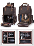 Load image into Gallery viewer, The Gaetano | Large Leather Backpack Camera Bag w/Tripod Holder - BagNook
