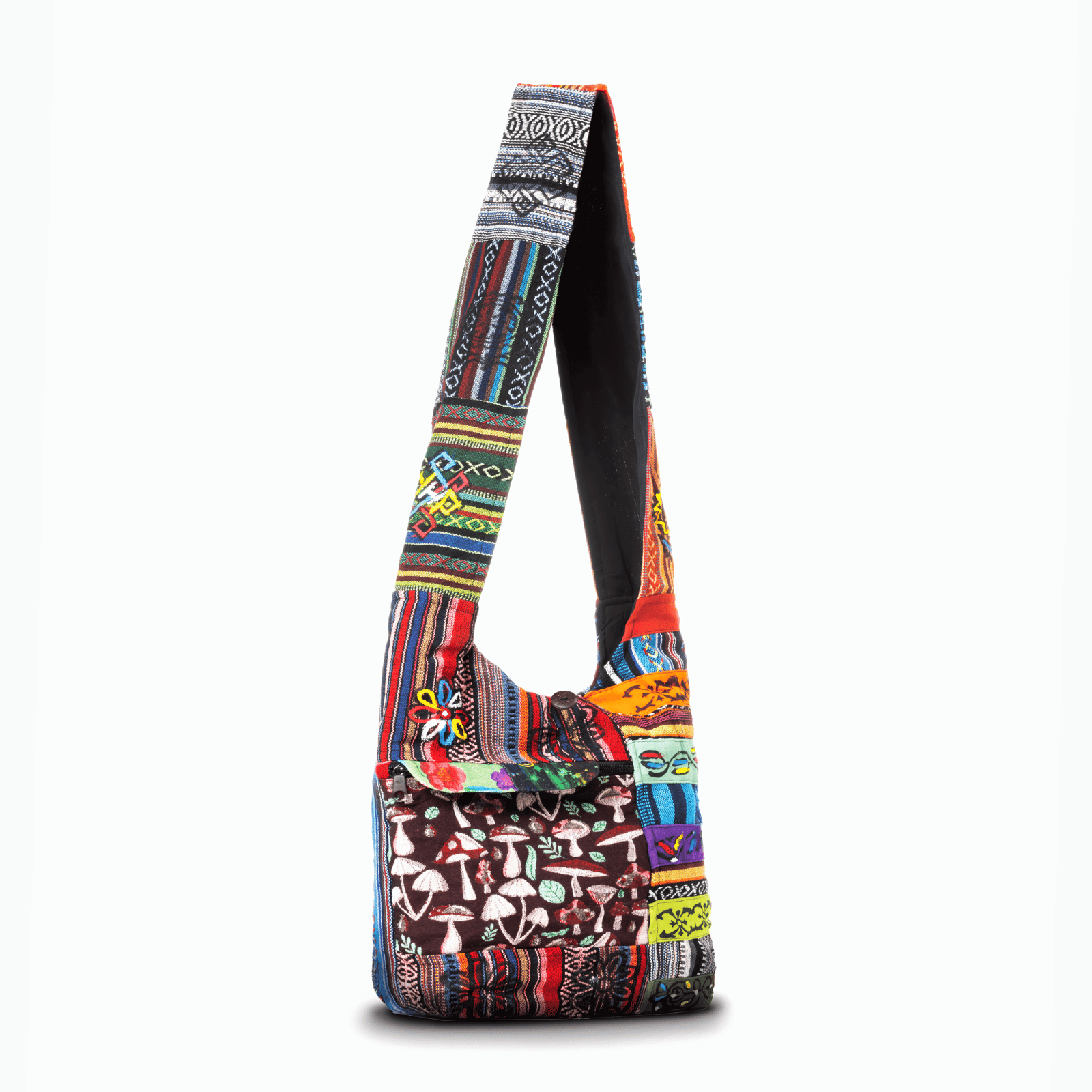 Kathmandu Collection | Tribal Stripe Patchwork Crossbody/Hobo Bag - BagNook