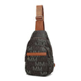 Load image into Gallery viewer, (brown)Helaena M Logo Printed Vegan Leather Sling Bag by Mia K - BagNook
