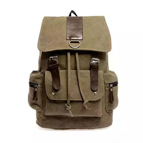 (brown)Back to Campus Canvas Backpack - BagNook