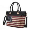 Load image into Gallery viewer, (black)Lilian Vegan Leather Women FLAG Tote Bag by Mia K - BagNook