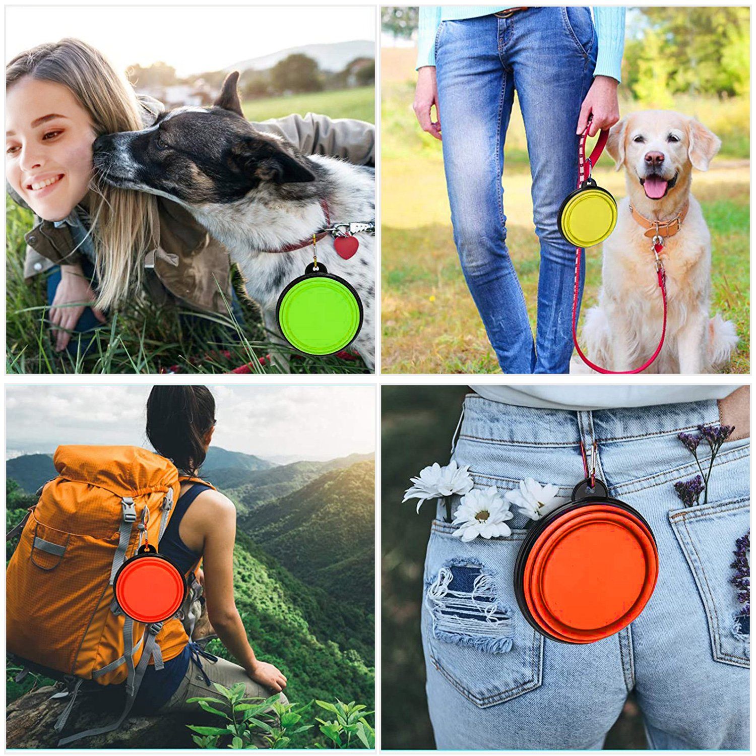 4pc Silicone Collapsible Dog Bowls - BPA Free - BagNook