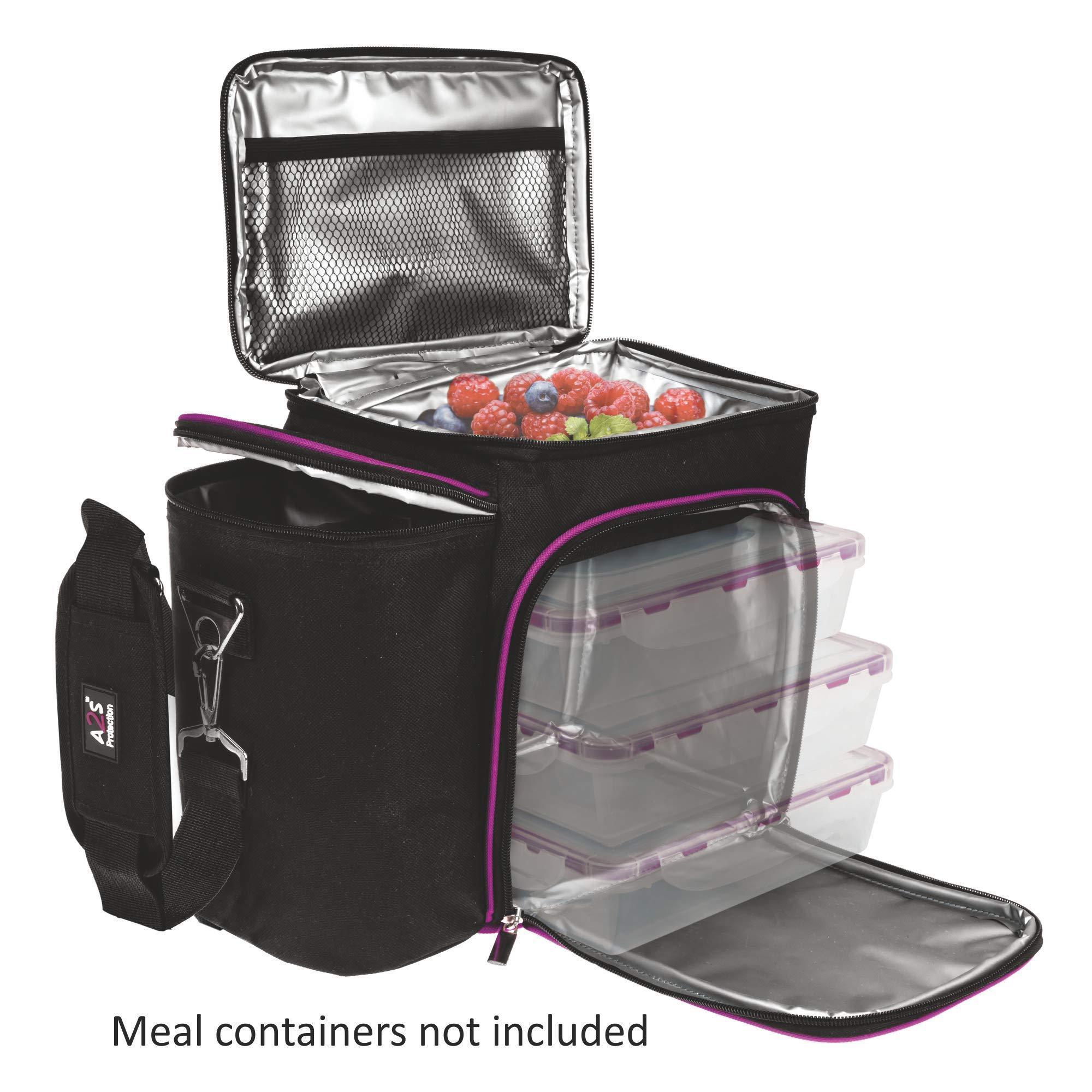 Meal Prep Insulated Lunch Box, Black Purple - BagNook