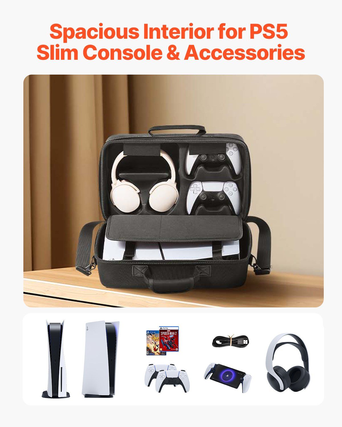 PS5 Carrying Case Travel Bag for PS5 Slim EVA Soft Lining - BagNook