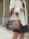 Load image into Gallery viewer, (tan)Alaina Vegan Leather Women Flag Shoulder Bag by Mia K - BagNook