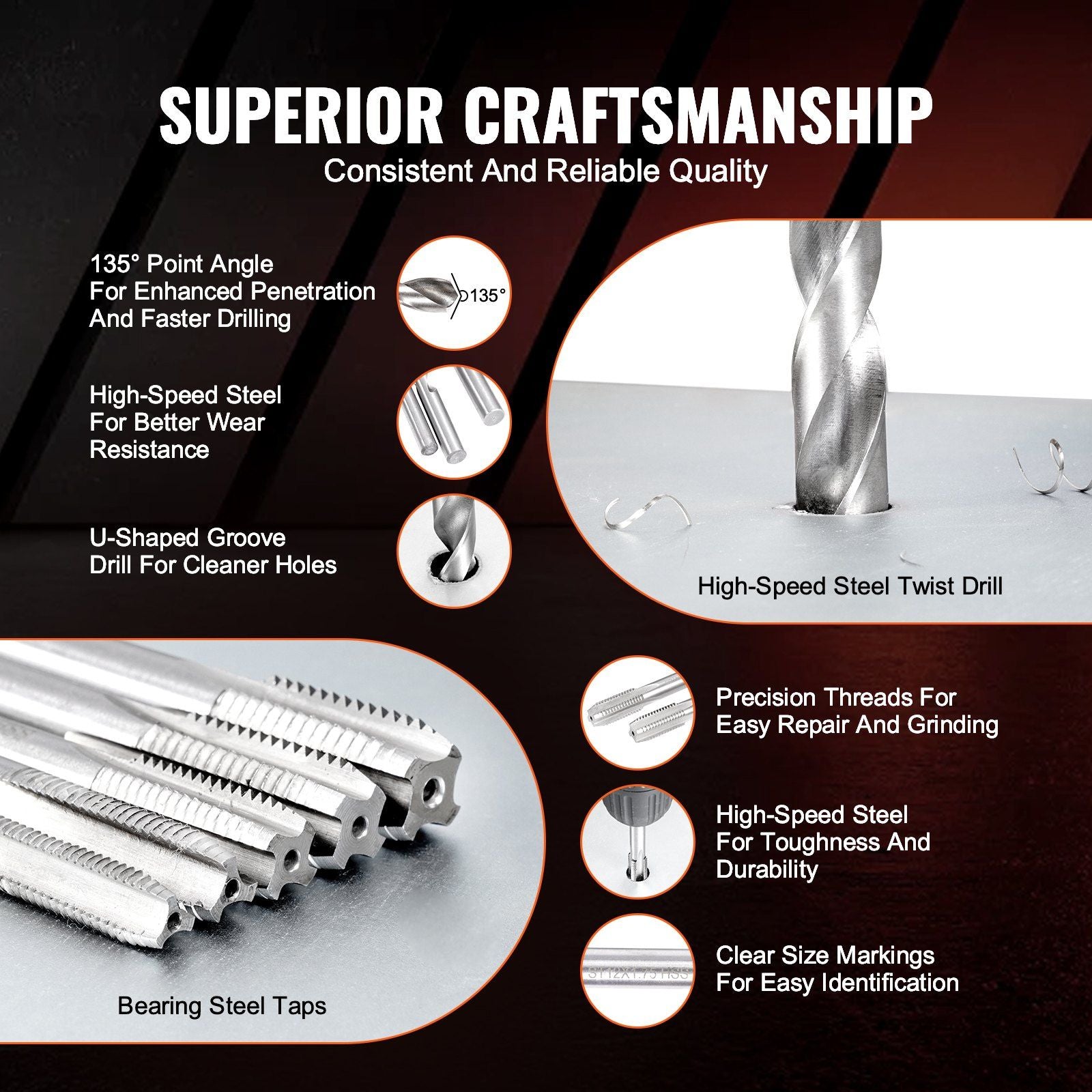 VEVOR 166pc Helicoil Thread Repair Kit Metric Rethread Tool M5 M6 M8 M10 M12 - BagNook