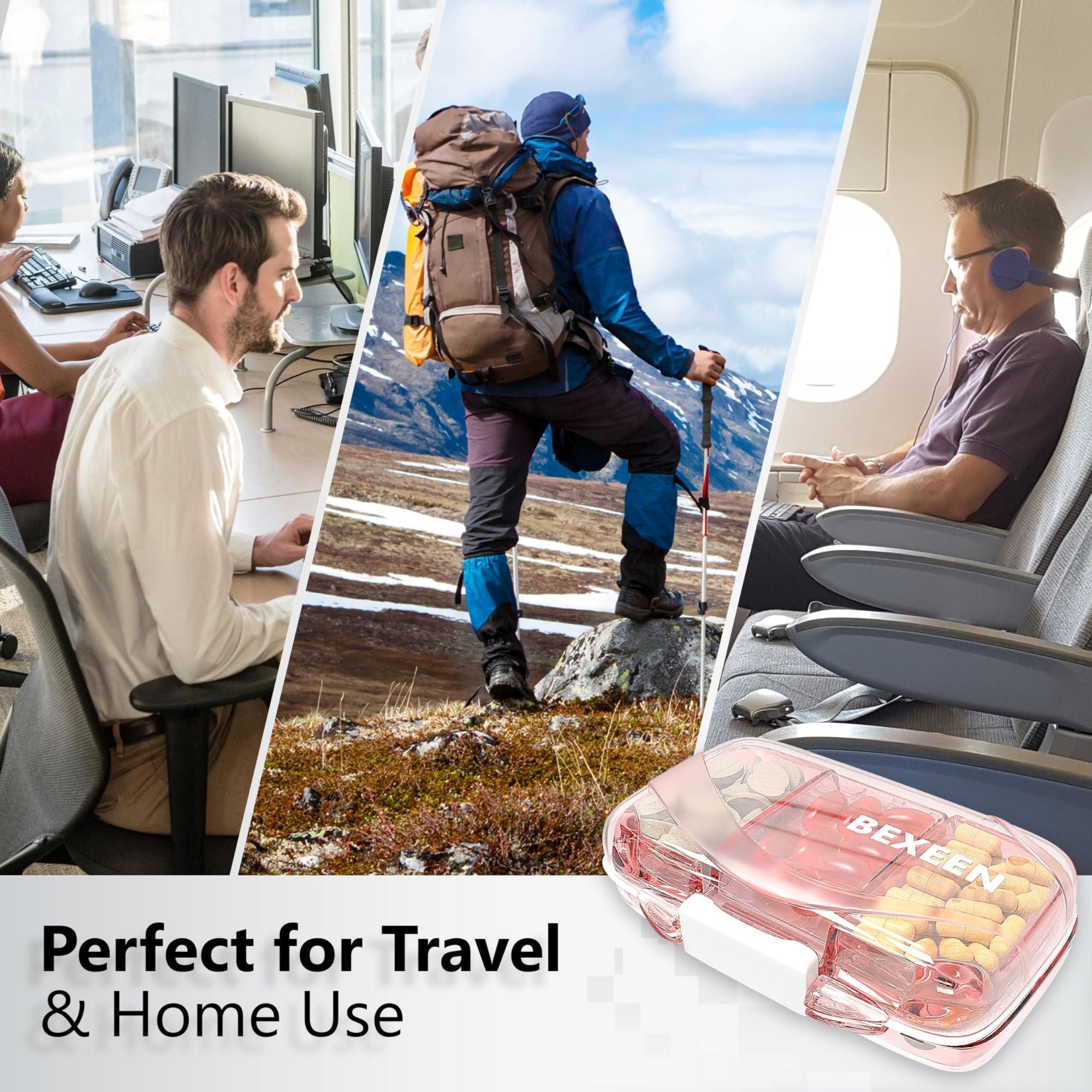 Travel Pill Organizer - 7 Compartments - Rose - BagNook