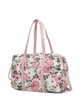 Load image into Gallery viewer, (white)Khelani Quilted Botanical Pattern Duffel Bag by Mia k - BagNook