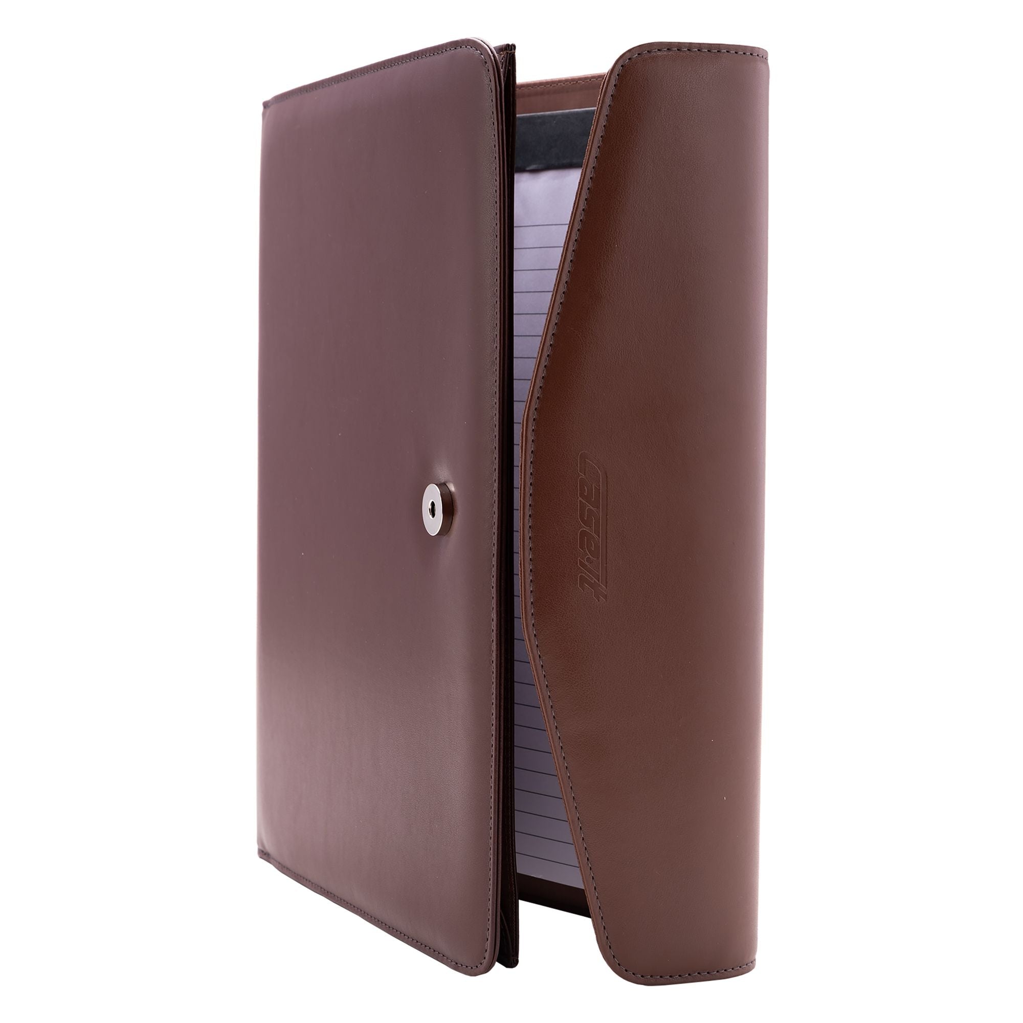 (brown)The V.P Pro Faux Leather Tri Fold Padfolio - It fits a tablet! - BagNook