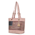 Load image into Gallery viewer, (rose pink)Vera Vegan Leather Patriotic Flag Women Tote by Mia K - BagNook