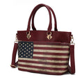 Load image into Gallery viewer, (burgundy)Lilian Vegan Leather Women FLAG Tote Bag by Mia K - BagNook