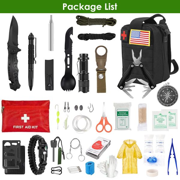 47pc Survival Kit, SOS Emergency Tactical - BagNook