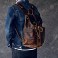 Load image into Gallery viewer, The Olaf Rucksack | Vintage Leather Travel Backpack w/adj Straps - BagNook