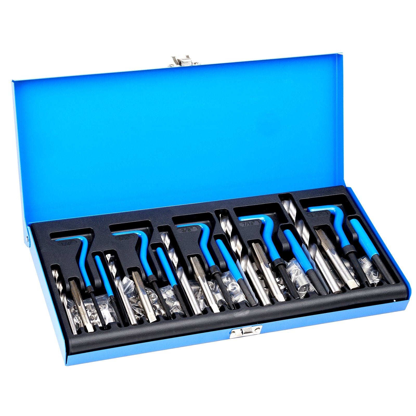 VEVOR 131 PCS Helicoil Thread Repair Kit SAE Tool 1/4 5/16 3/8 7/16 1/2 in UNC - BagNook